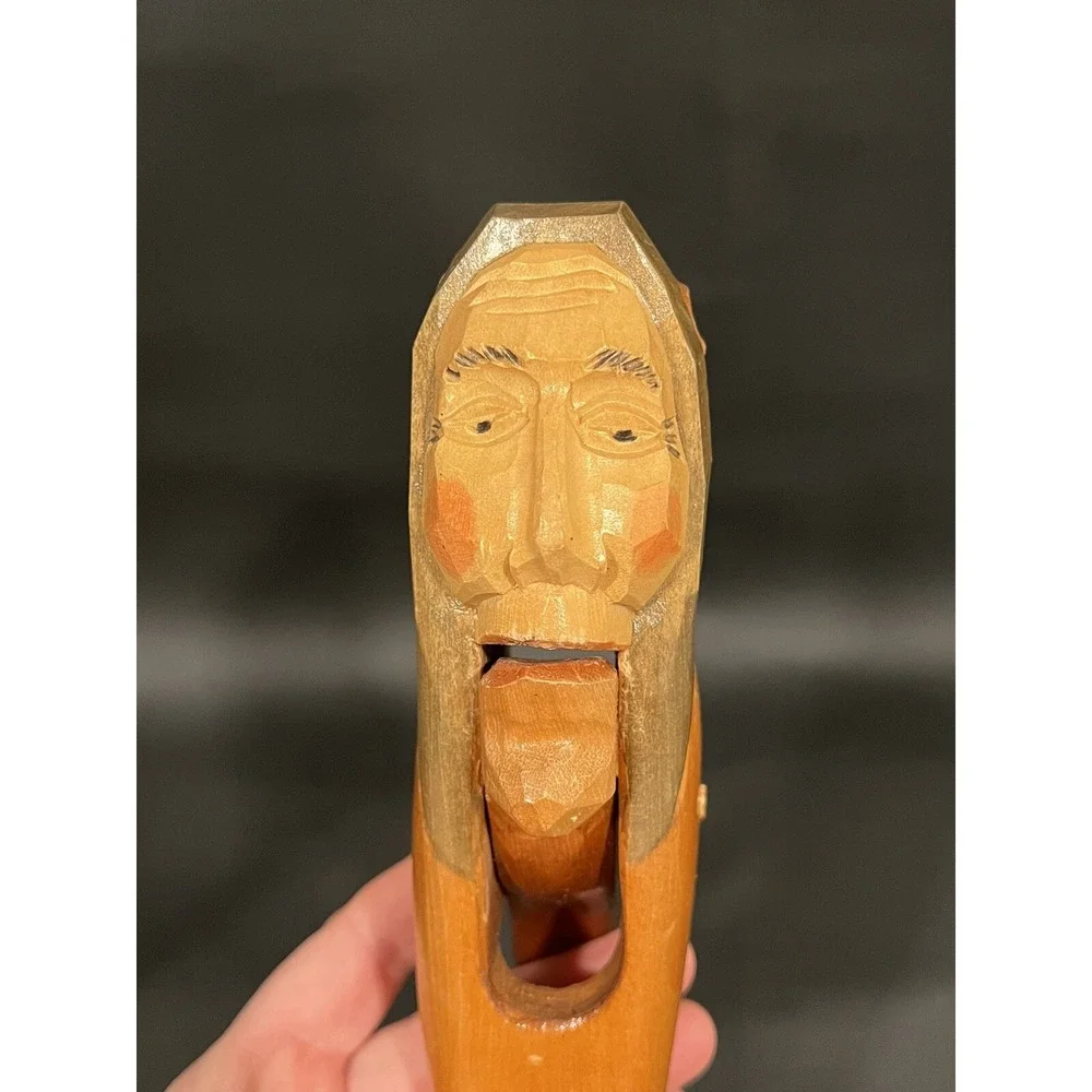 Vintage Carved Wooden Head NUTCRACKER Figural Man 